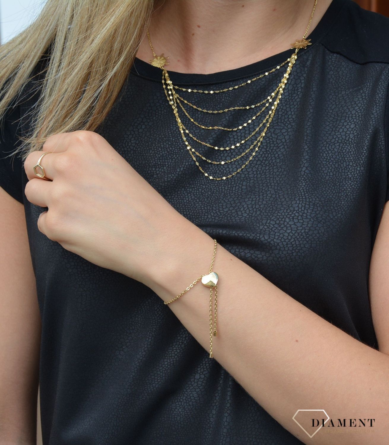 Złoty naszyjnik 585 łańcuszki i kwiatki NSZ-000000-118-585.jpg