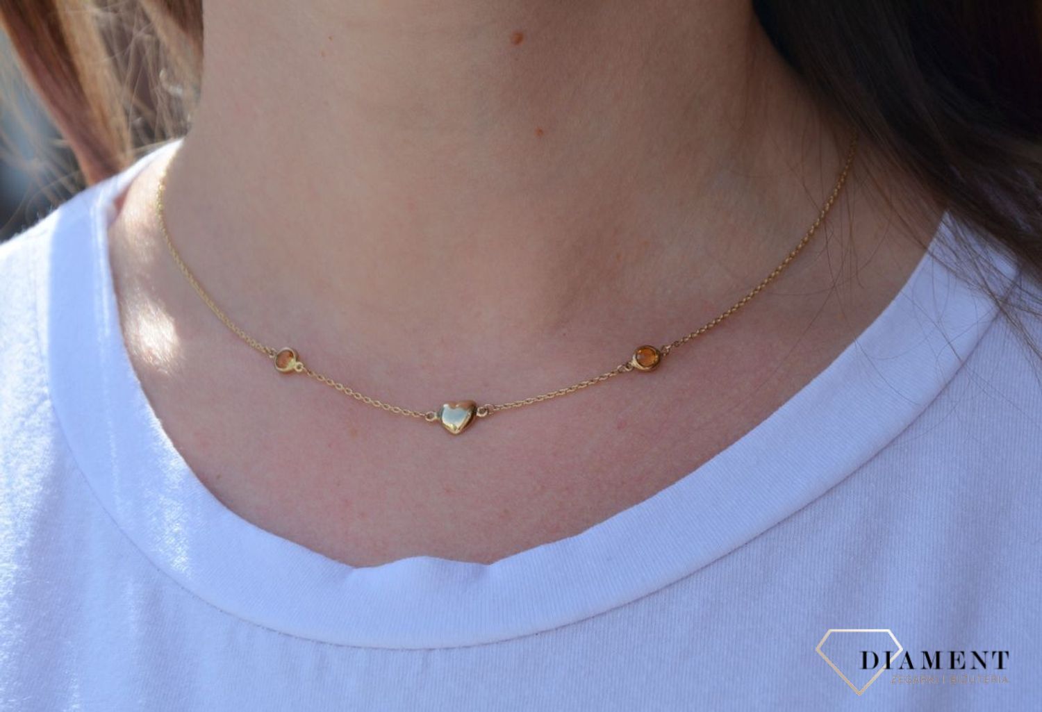 Złoty naszyjnik celebrytka z sercem i brązowymi cyrkoniami✓Złote Naszyjniki Damskie w Sklepie z Biżuterią zegarki-diament.pl✓Piękne i Eleganckie Naszyjniki dla Kobiet✓Prawdziwe Złoto ✓Darmowa wysyłka✓.jpg