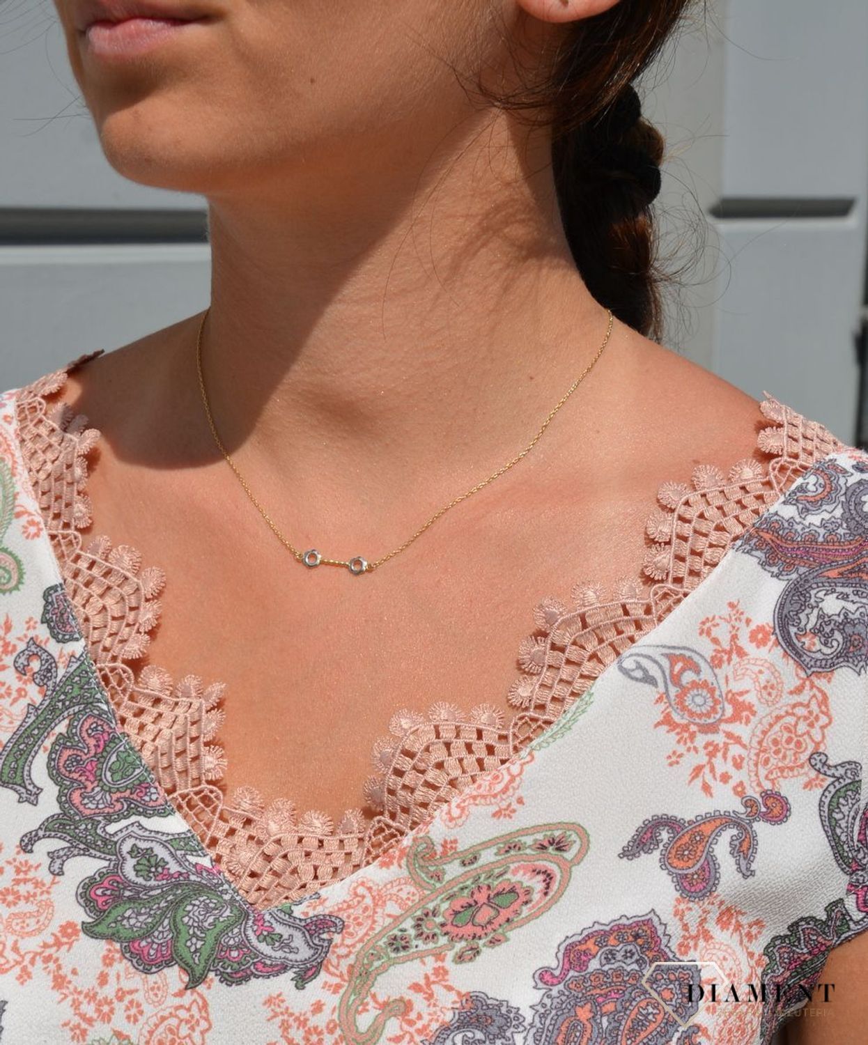 Złoty naszyjnik celebrytka 585 'kwiatki z białego złota'.jpg