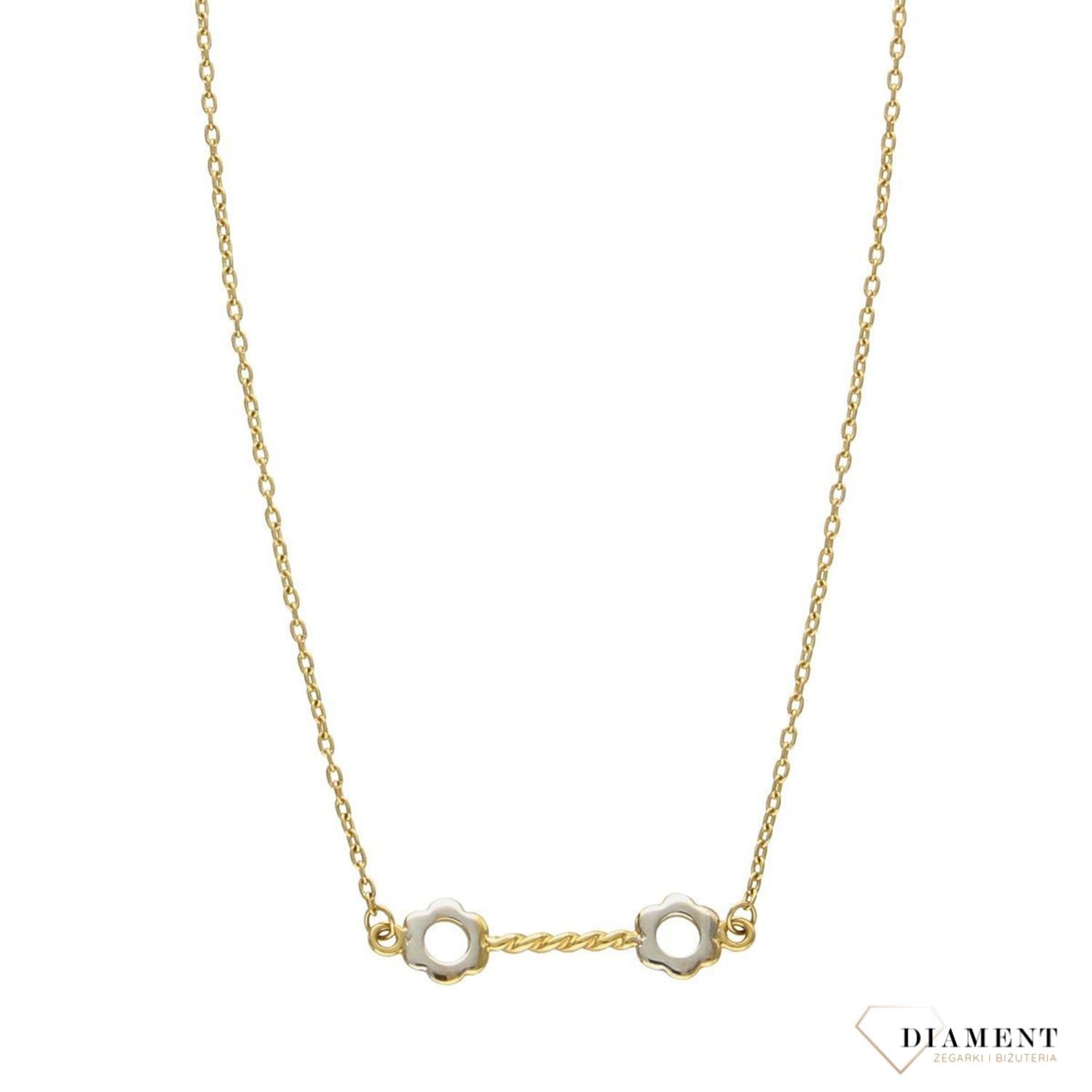 Złoty naszyjnik celebrytka 585 'kwiatki z białego złota'.jpg