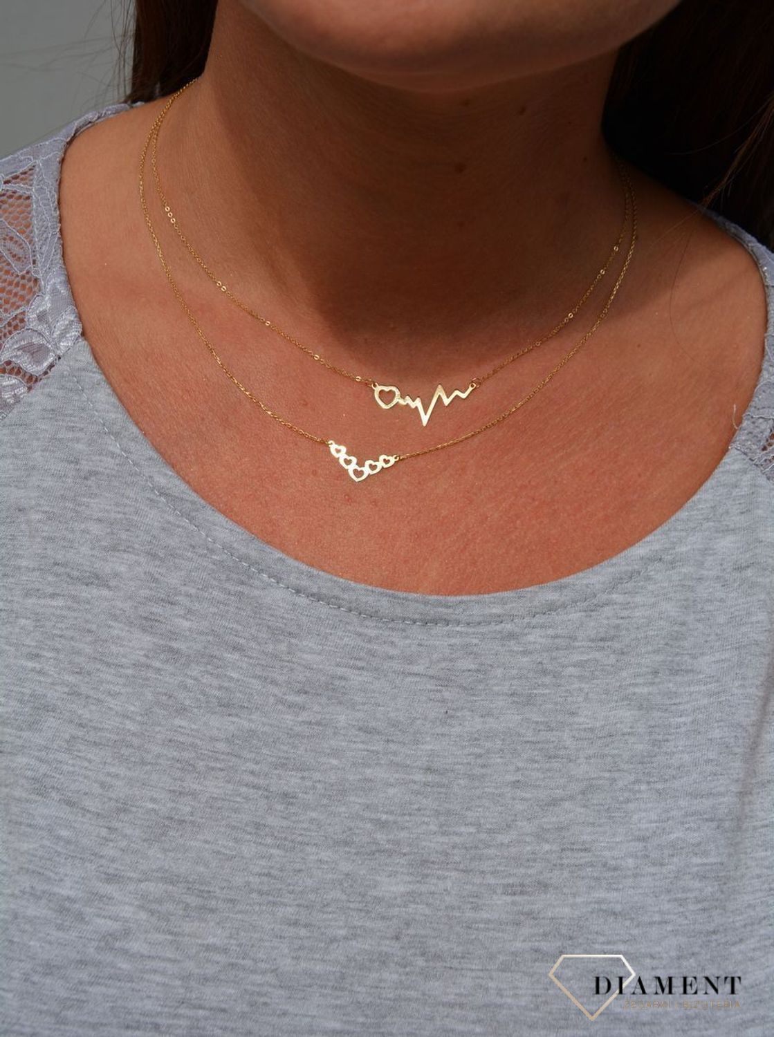 Złoty naszyjnik celebrytka 585 'rząd serc'.jpg