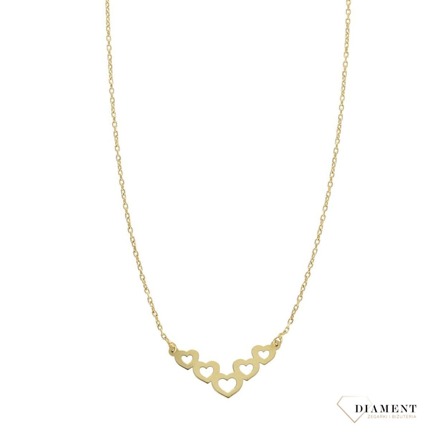 Złoty naszyjnik celebrytka 585 'rząd serc'.jpg