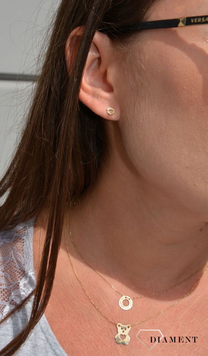 Złoty naszyjnik celebrytka 585 grawerowane kółko z dziurką.jpg