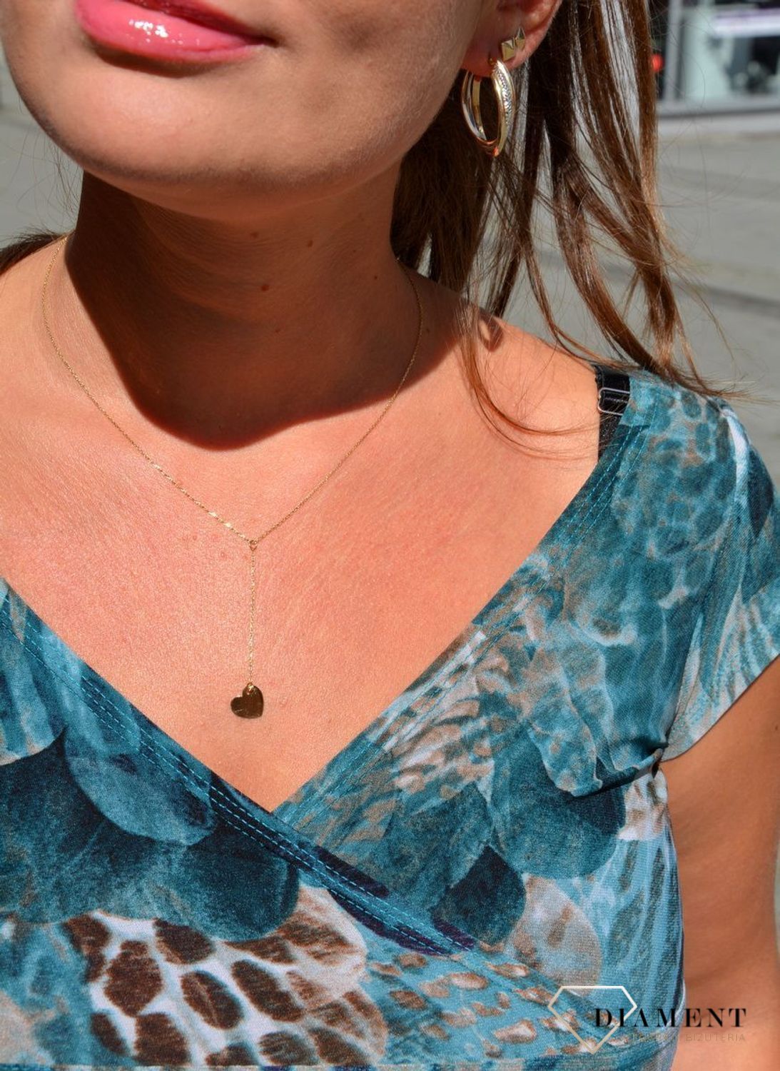 Złoty naszyjnik celebrytka 585 'krawatka z sercem'.jpg