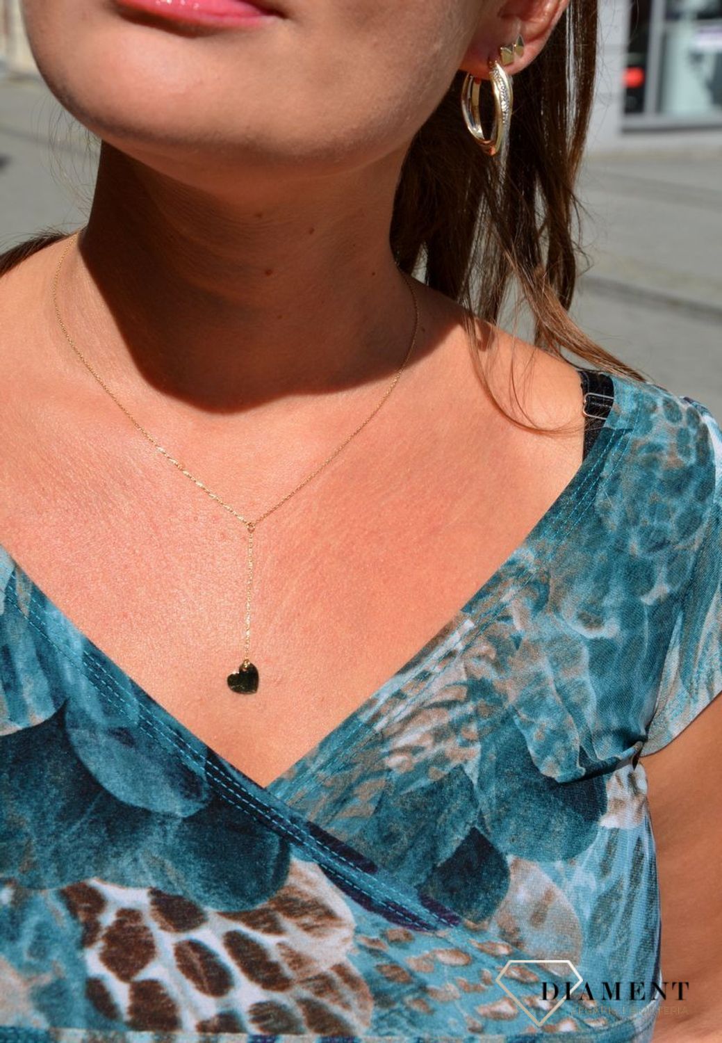 Złoty naszyjnik celebrytka 585 'krawatka z sercem'.jpg