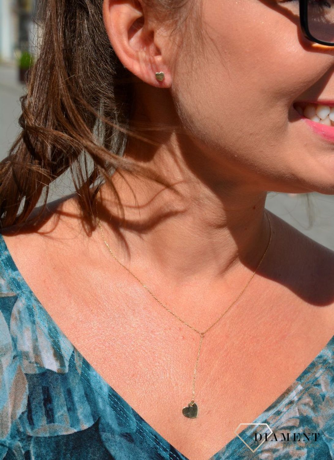 Złoty naszyjnik celebrytka 585 'krawatka z sercem'.jpg