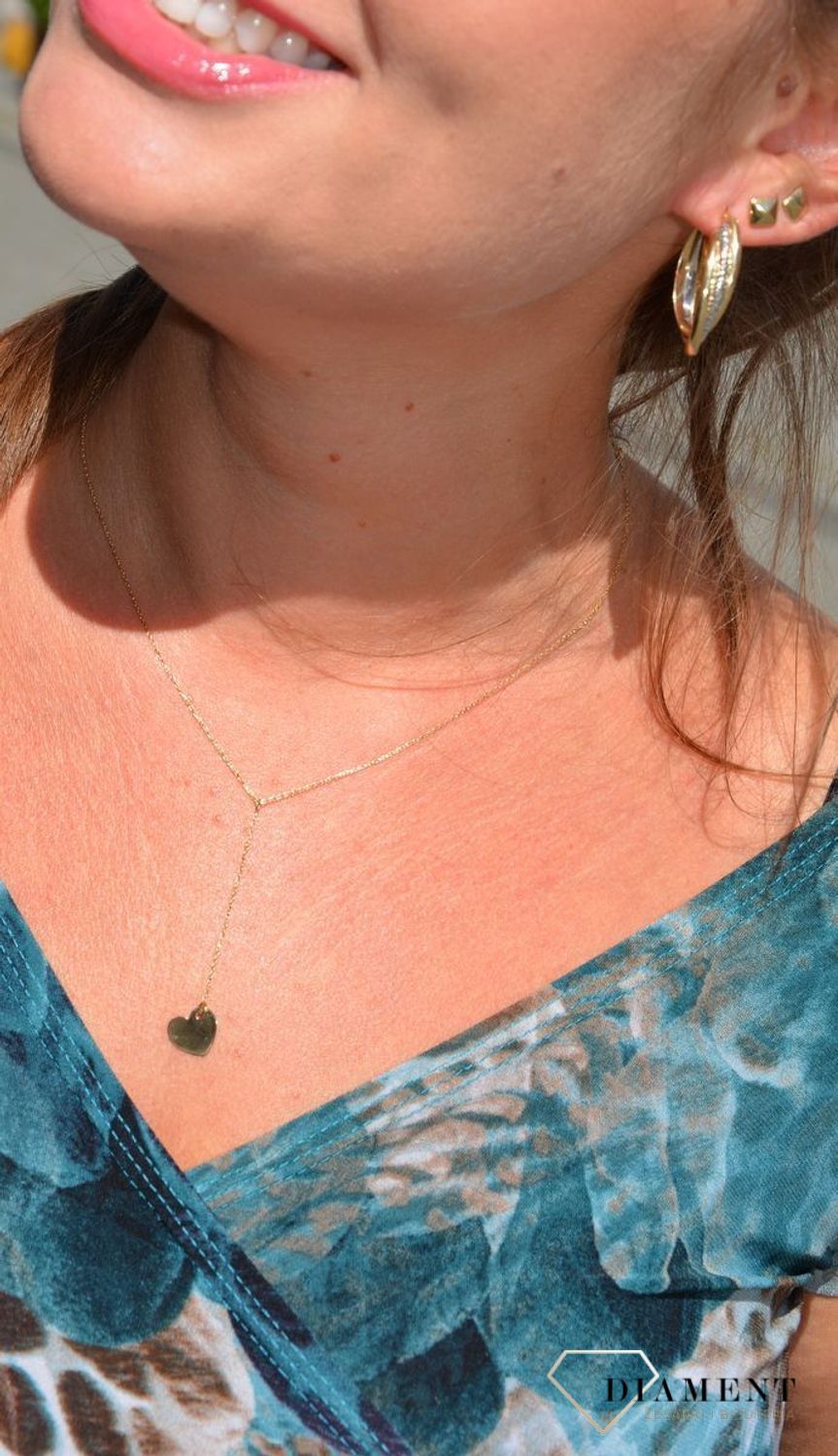 Złoty naszyjnik celebrytka 585 'krawatka z sercem'.jpg