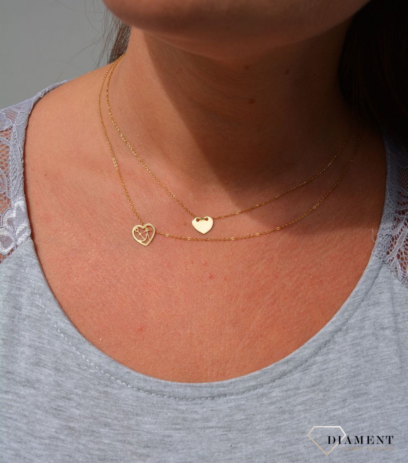 Złoty naszyjnik celebrytka 585 'blaszka w kształcie serca'.jpg