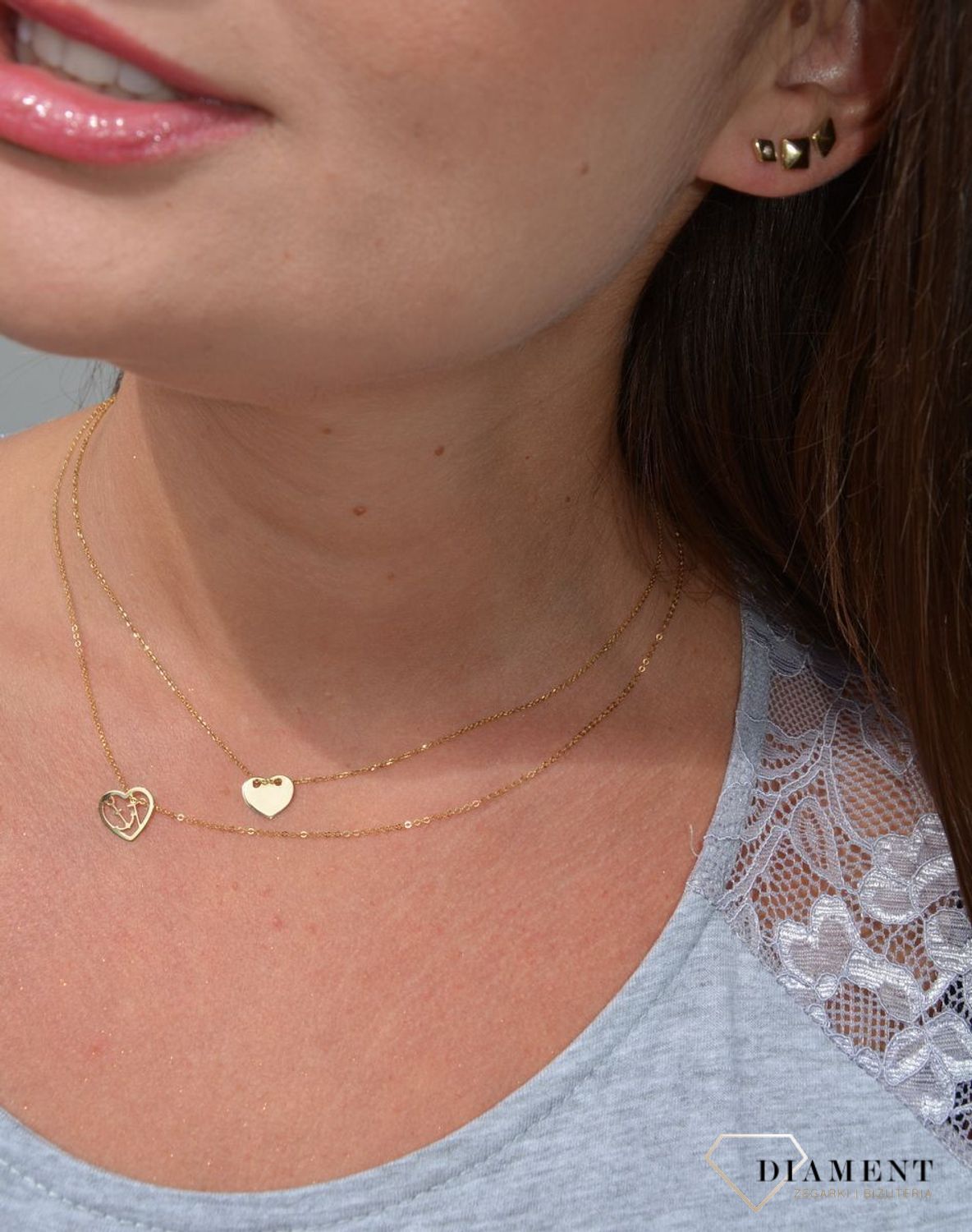 Złoty naszyjnik celebrytka 585 'blaszka w kształcie serca'.jpg