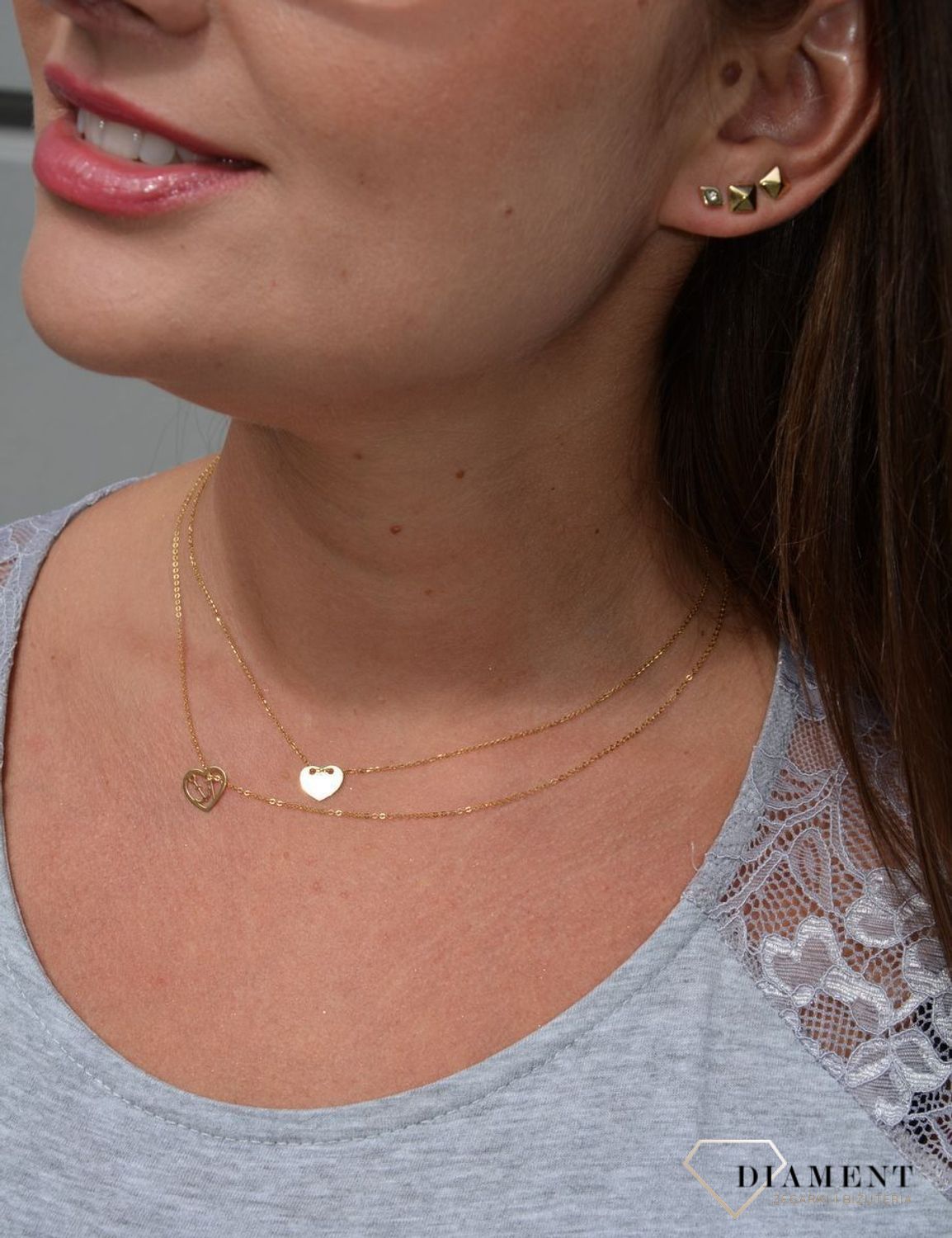 Złoty naszyjnik celebrytka 585 'blaszka w kształcie serca'.jpg
