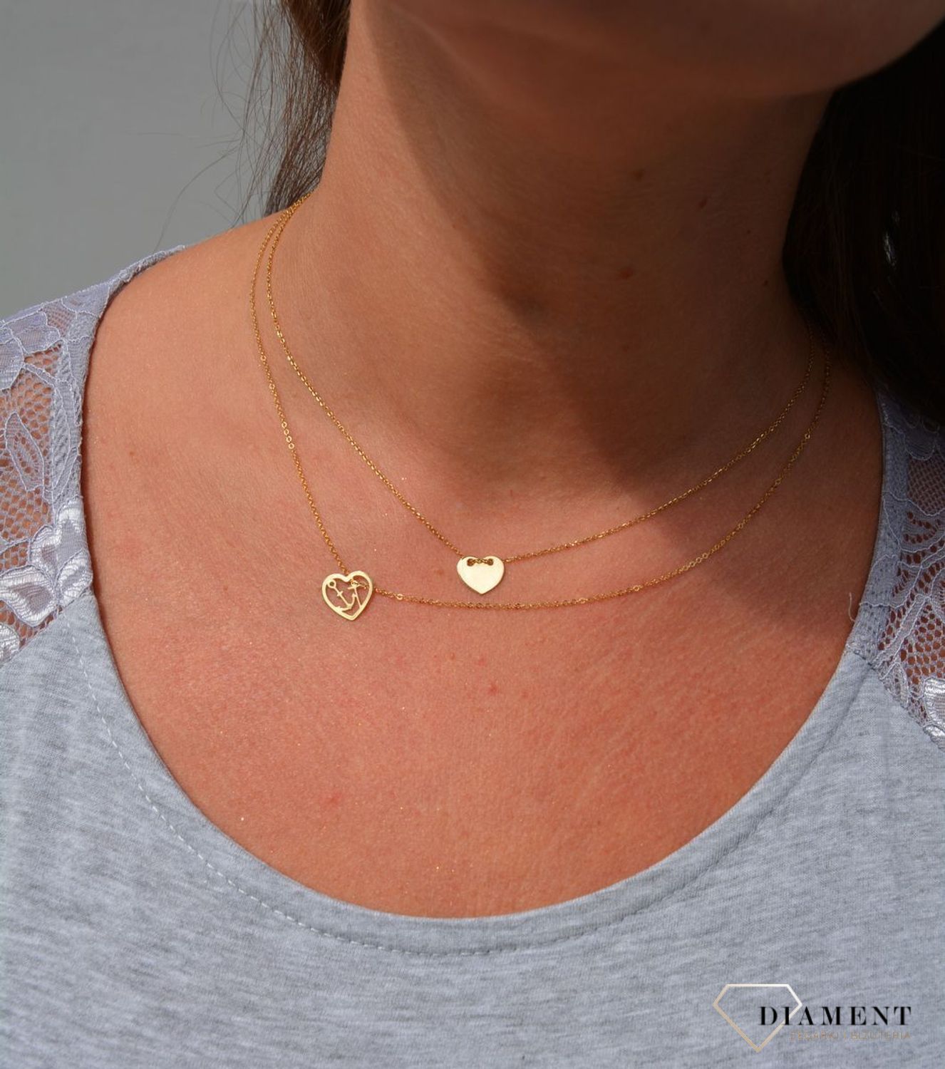 Złoty naszyjnik celebrytka 585 'blaszka w kształcie serca'.jpg