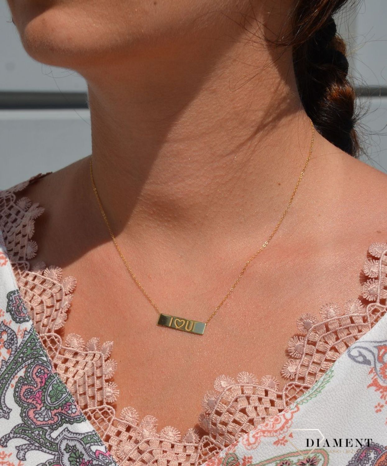 Złoty naszyjnik celebrytka 585 'I love you'.jpg