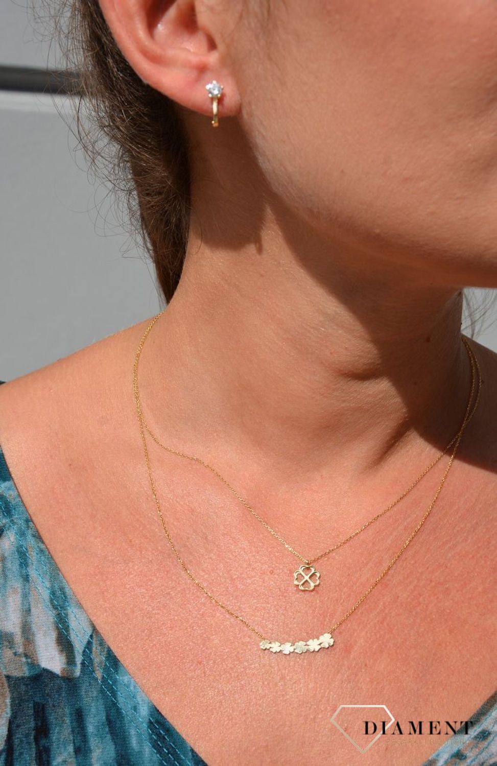 Złoty naszyjnik celebrytka 585 'kilka koniczynek'.jpg