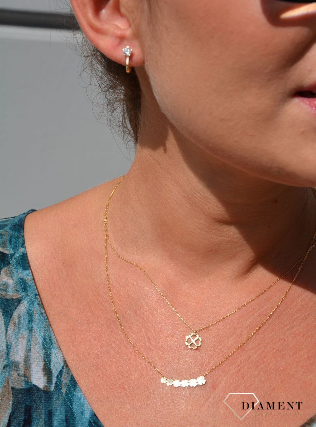 Złoty naszyjnik celebrytka 585 'kilka koniczynek'.jpg