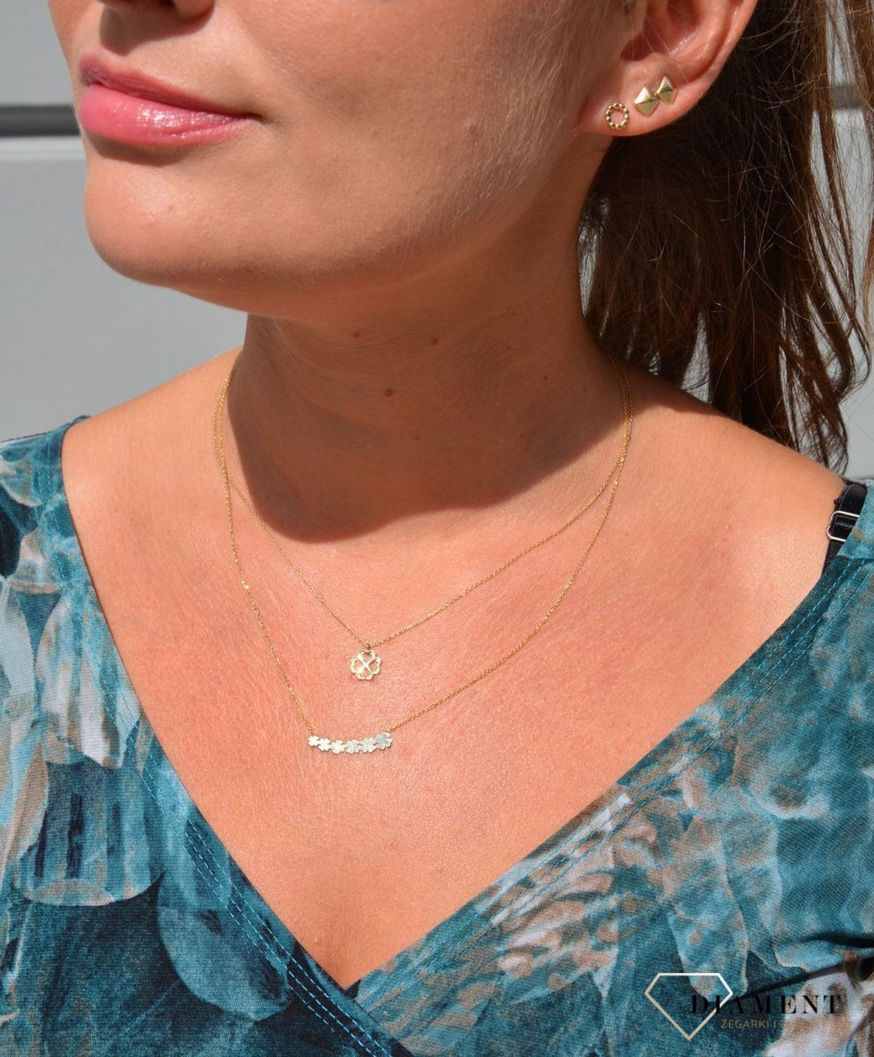 Złoty naszyjnik celebrytka 585 'kilka koniczynek'.jpg