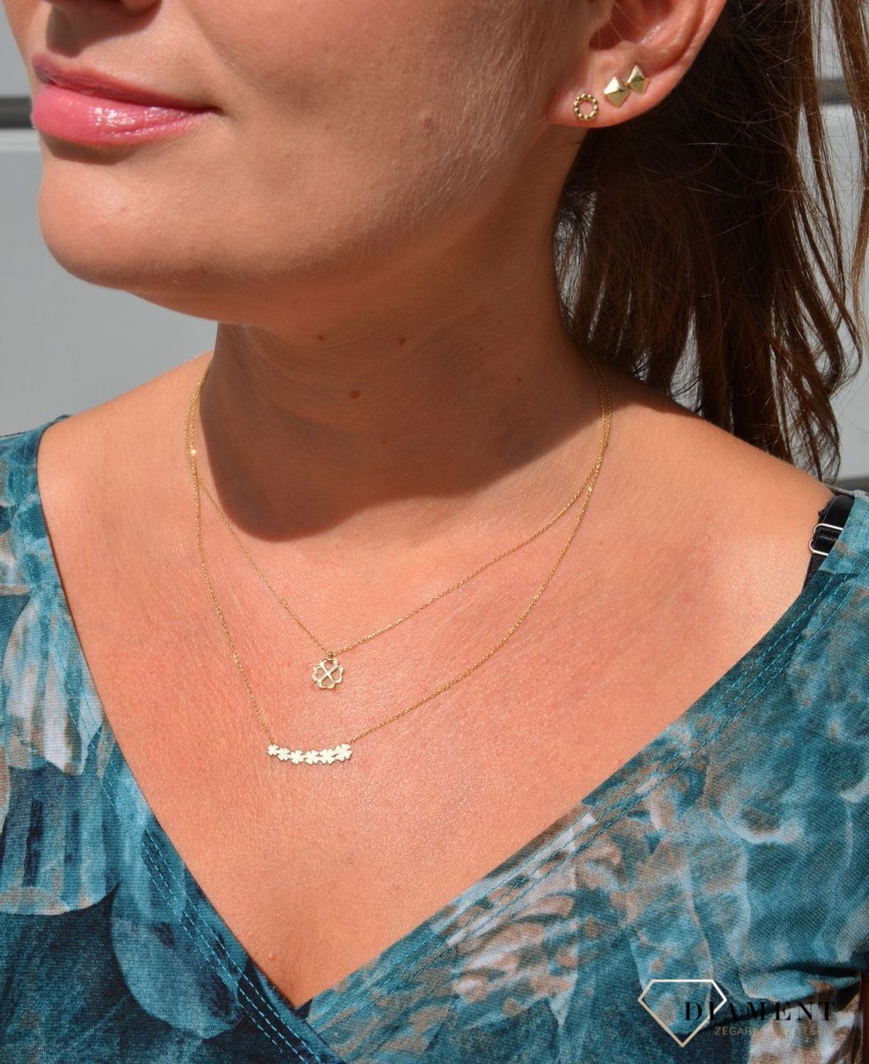 Złoty naszyjnik celebrytka 585 'kilka koniczynek'.jpg