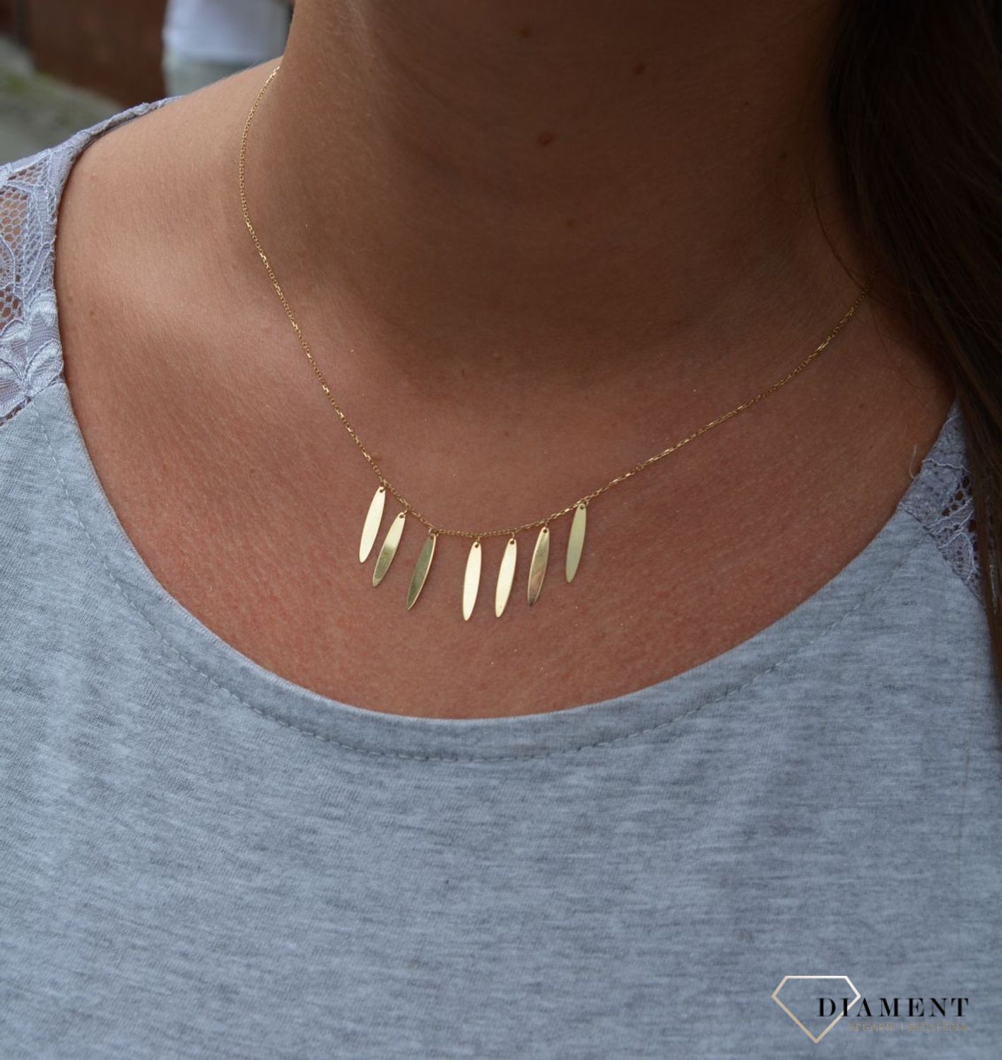 Złoty naszyjnik celebrytka 585 'wiszące sopelki'.jpg