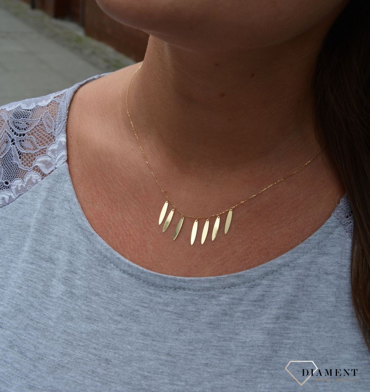 Złoty naszyjnik celebrytka 585 'wiszące sopelki'.jpg