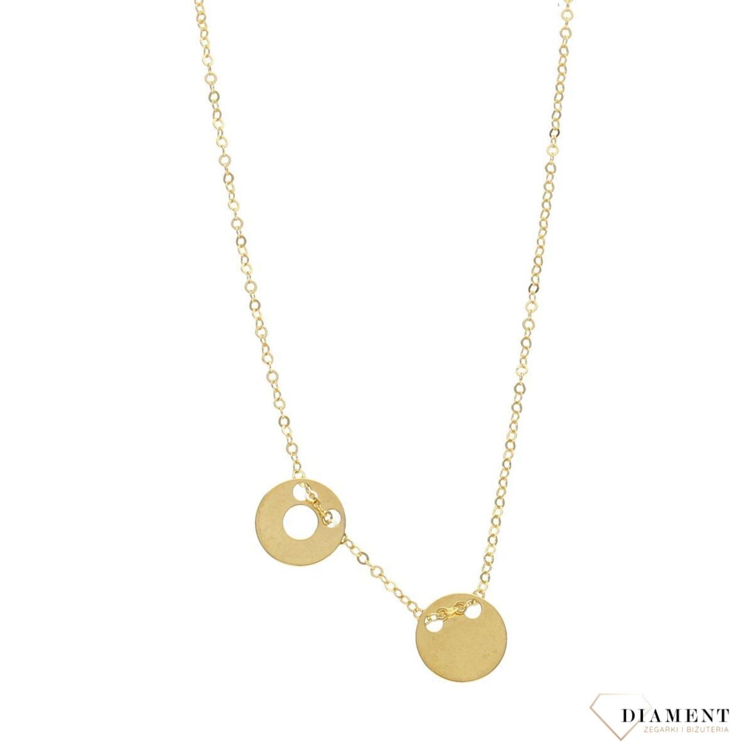 Złoty naszyjnik celebrytka 585 'dwa kółka'.jpg
