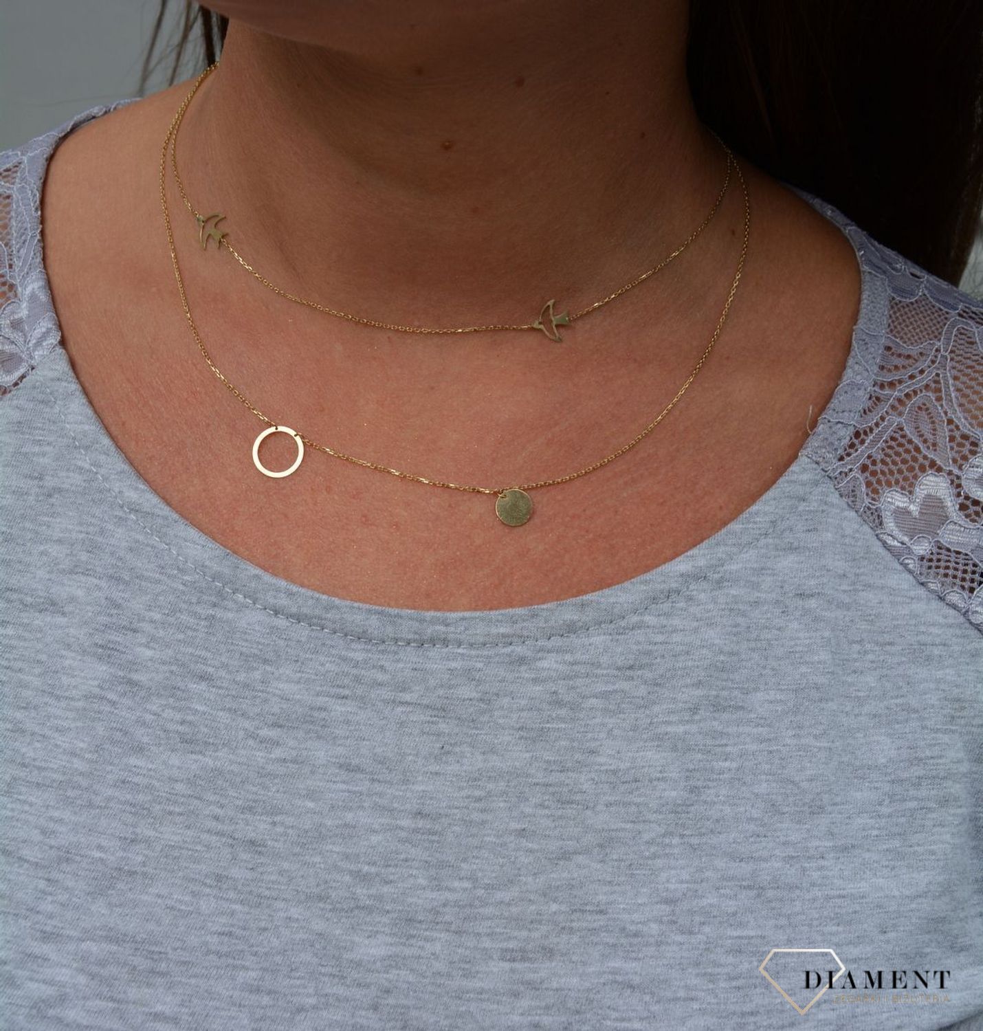 Złoty naszyjnik celebrytka 585 dwaa kółka.jpg