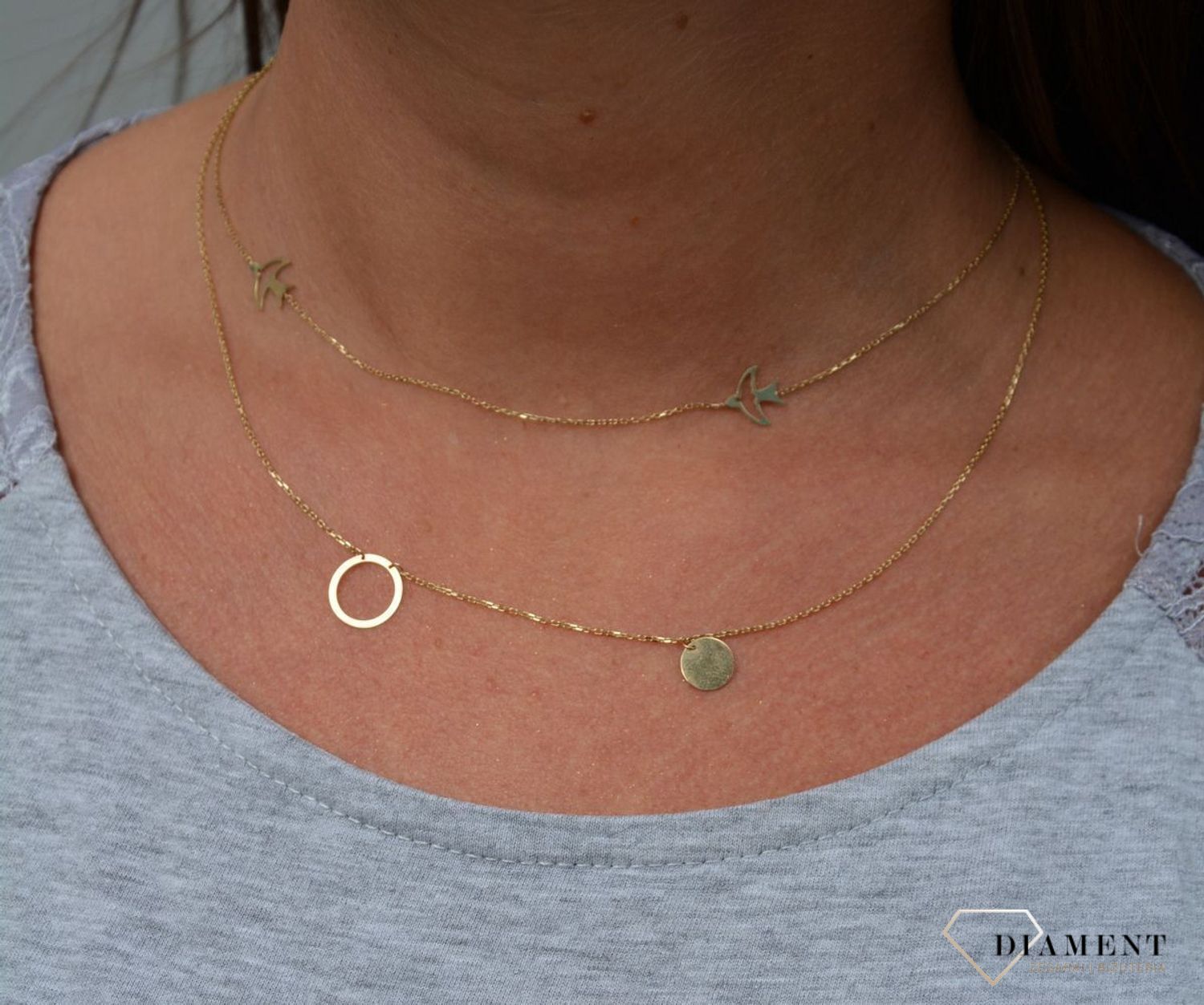 Złoty naszyjnik celebrytka 585 dwaa kółka.jpg