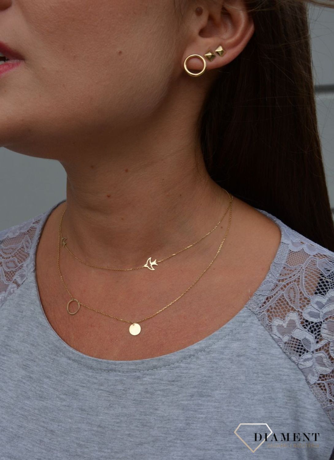 Złoty naszyjnik celebrytka 585 dwaa kółka.jpg