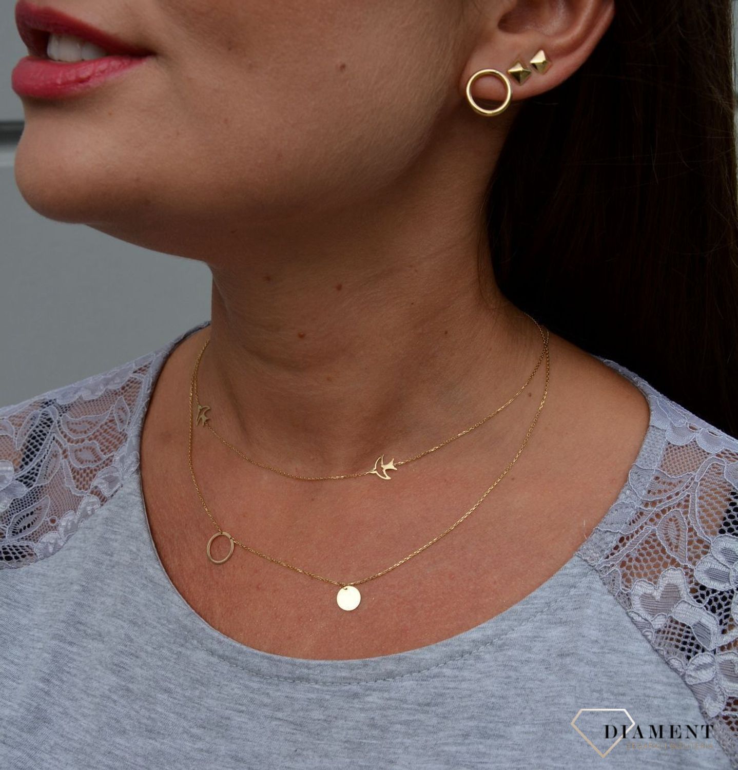 Złoty naszyjnik celebrytka 585 dwaa kółka.jpg