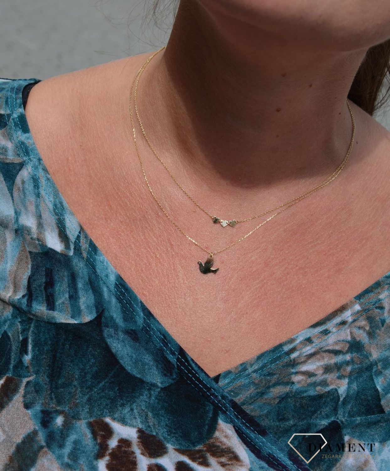 Złoty naszyjnik celebrytka 585 'gołąb'.jpg