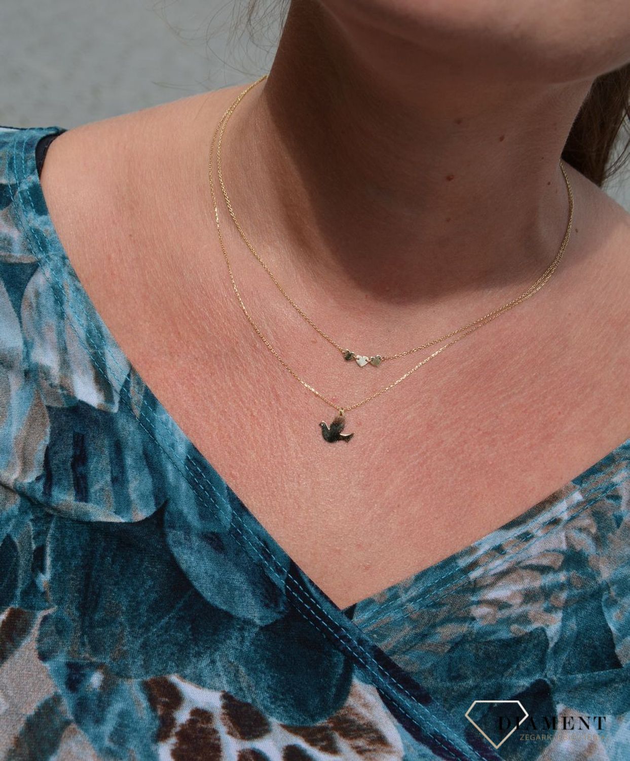 Złoty naszyjnik celebrytka 585 'gołąb'.jpg