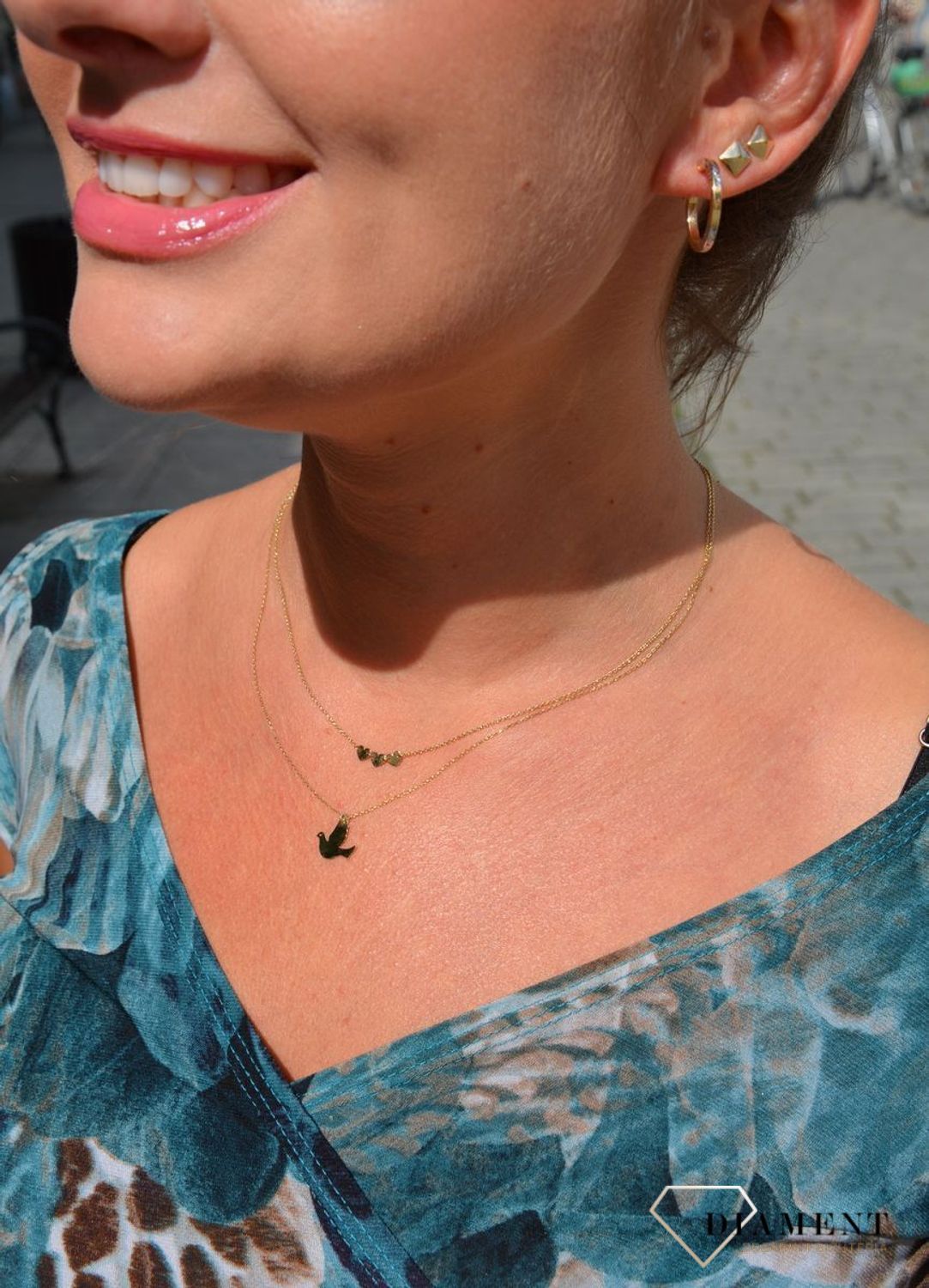 Złoty naszyjnik celebrytka 585 'gołąb'.jpg