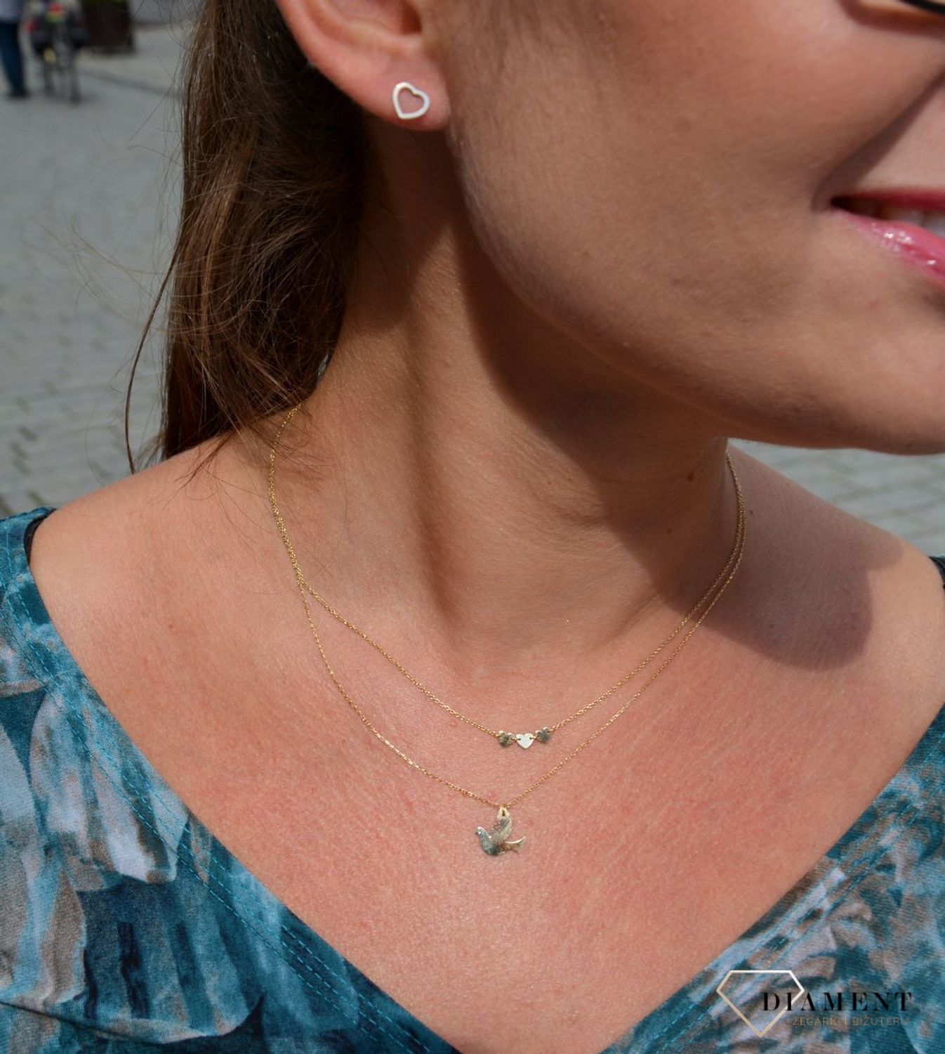 Złoty naszyjnik celebrytka 585 'gołąb'.jpg