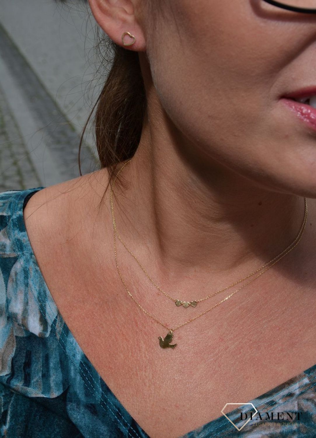 Złoty naszyjnik celebrytka 585 'gołąb'.jpg