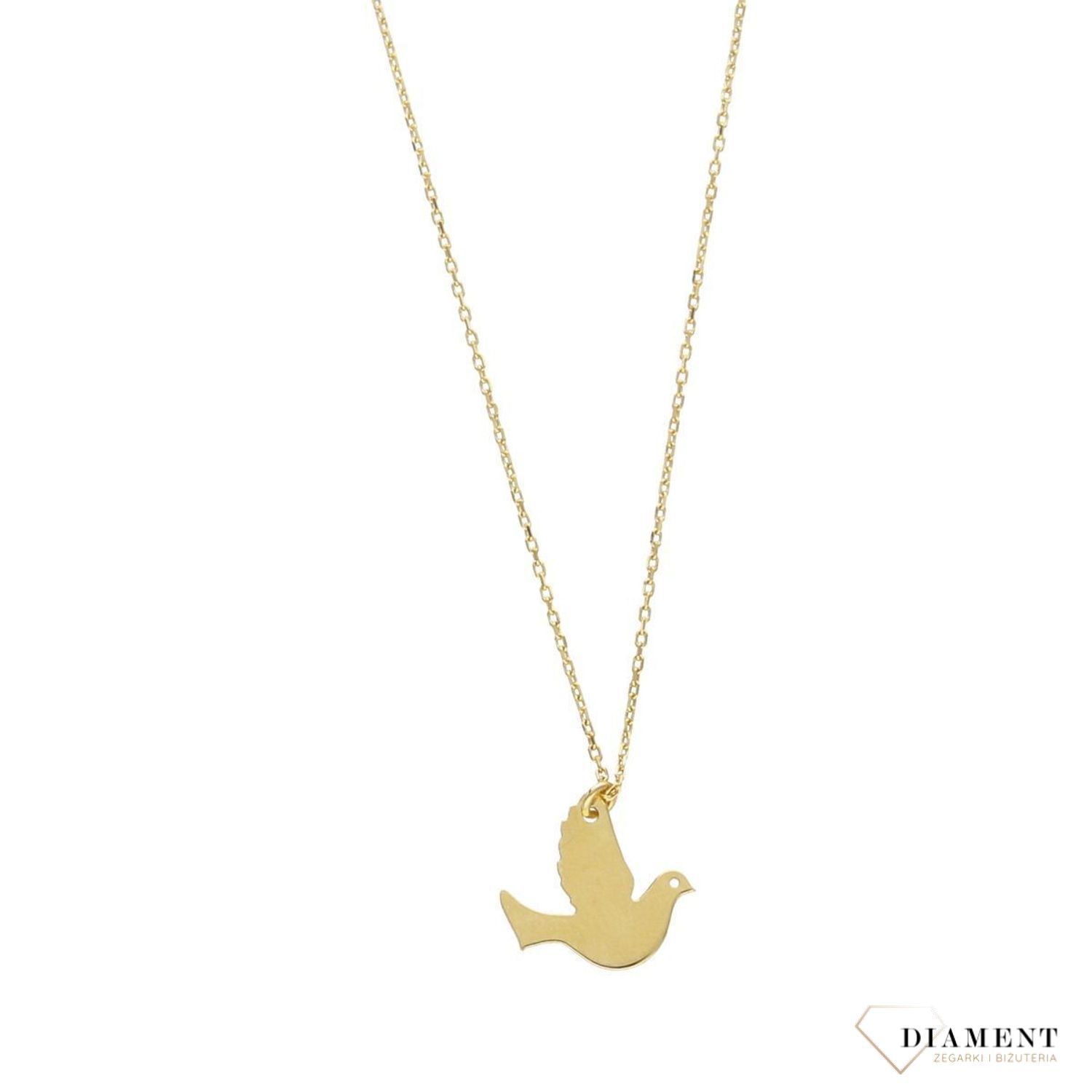 Złoty naszyjnik celebrytka 585 'gołąb'.jpg