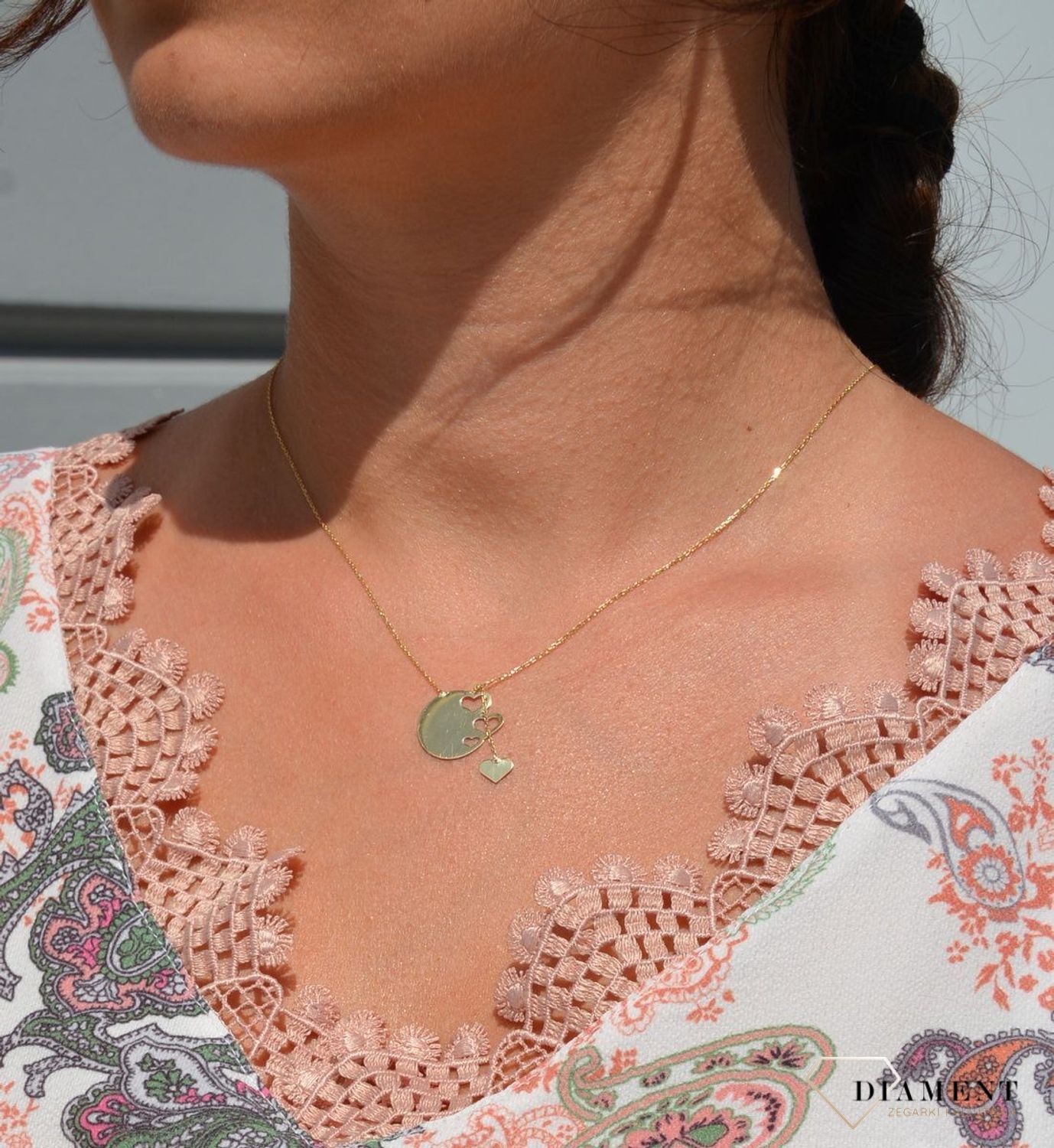 Złoty naszyjnik celebrytka 585 serduszka.jpg