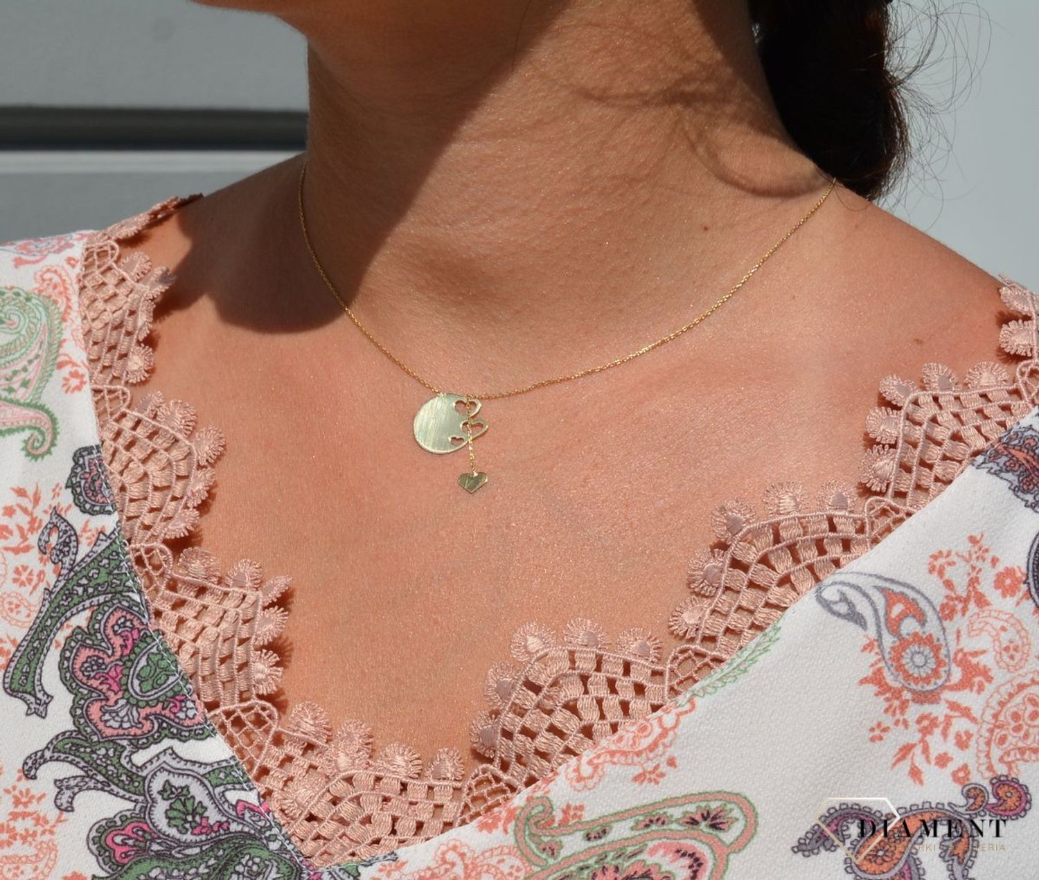 Złoty naszyjnik celebrytka 585 serduszka.jpg