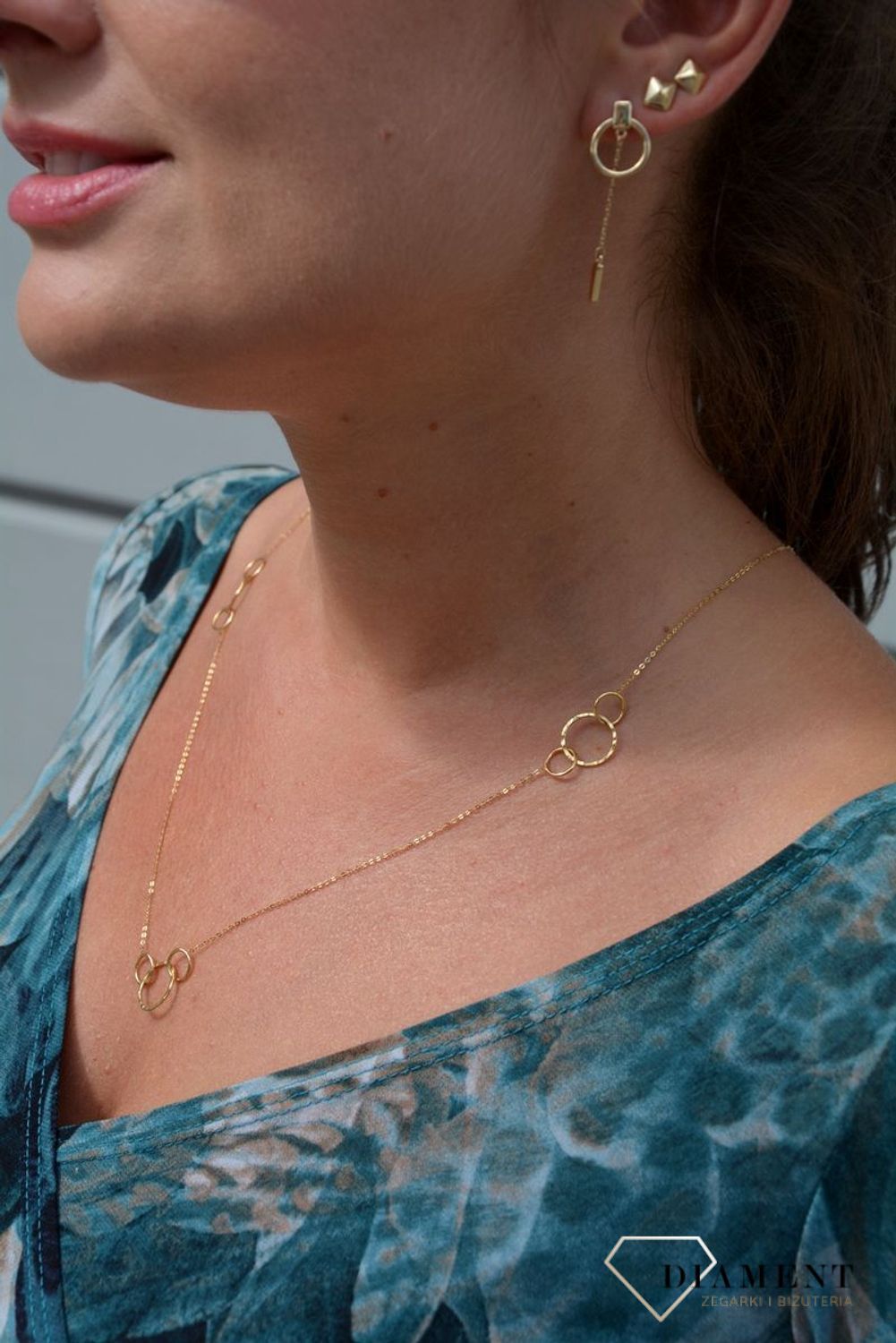 Złoty naszyjnik celebrytka 585 'kilka kółeczek'.jpg