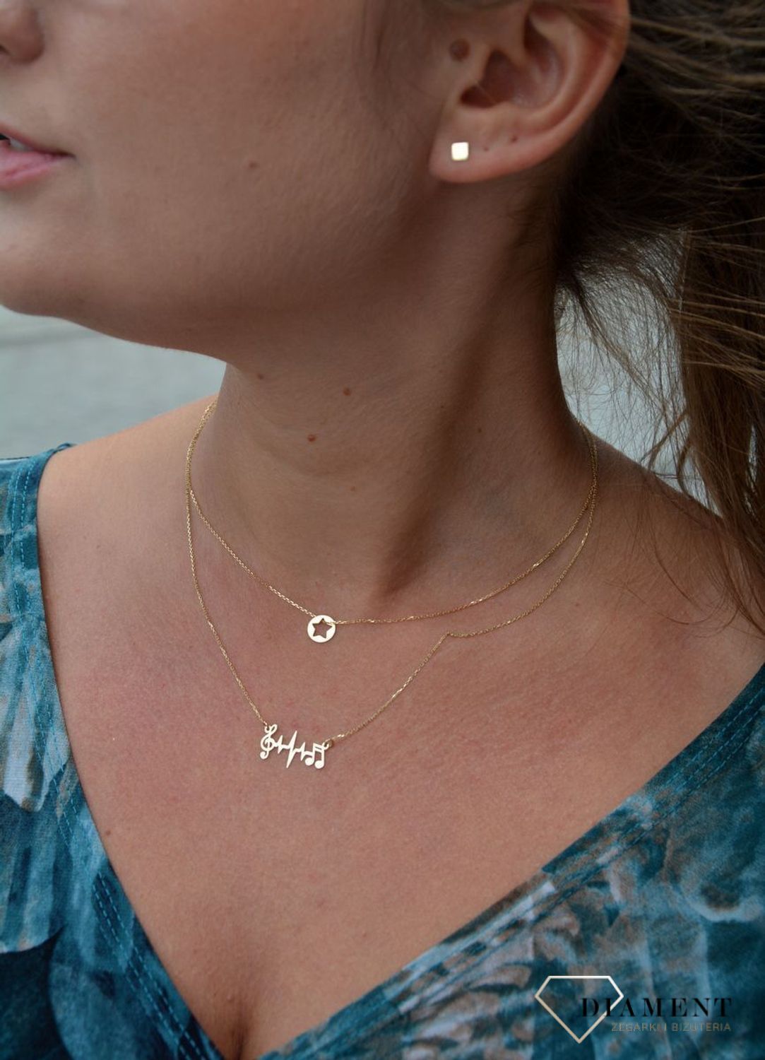 Złoty naszyjnik celebrytka 585 'gwiazdka w kółku'.jpg