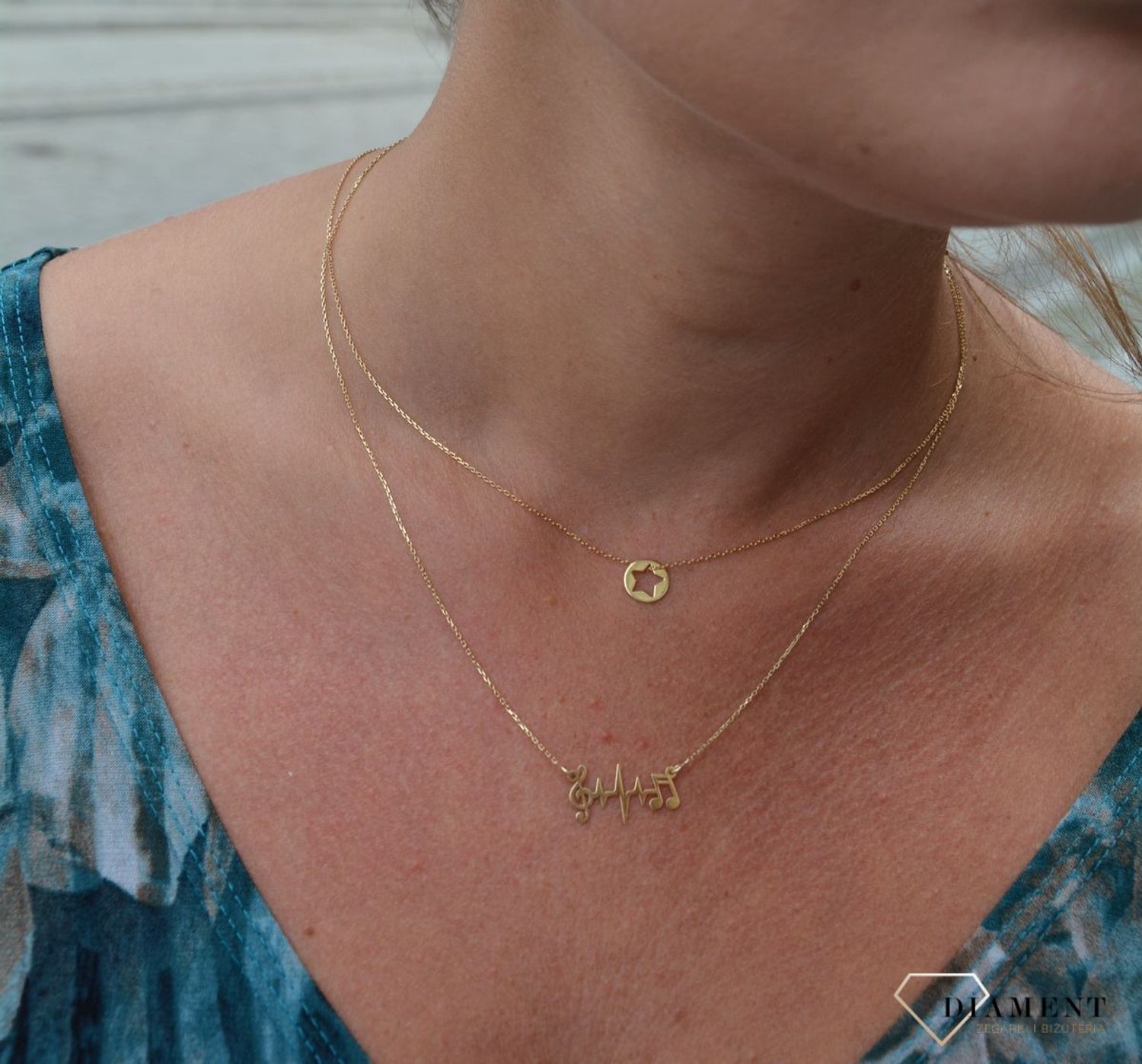 Złoty naszyjnik celebrytka 585 'gwiazdka w kółku'.jpg