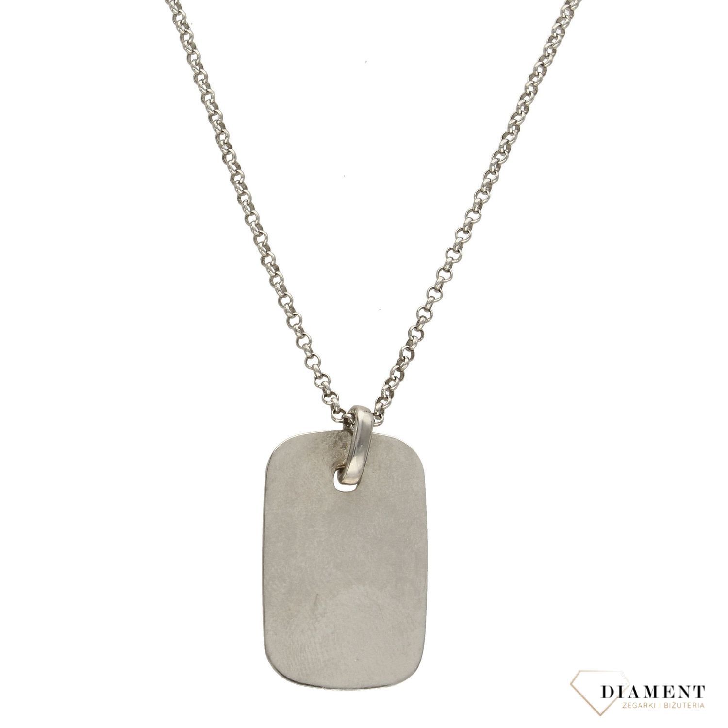 Naszyjnik srebrny 'Nieśmiertelnik' do graweru. Srebrny naszyjnik blaszka wykonana z próby 925..jpg