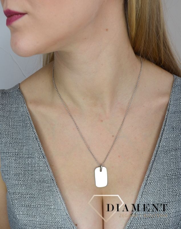 Naszyjnik srebrny 'Nieśmiertelnik' do graweru. Srebrny naszyjnik blaszka wykonana z próby 925..jpg