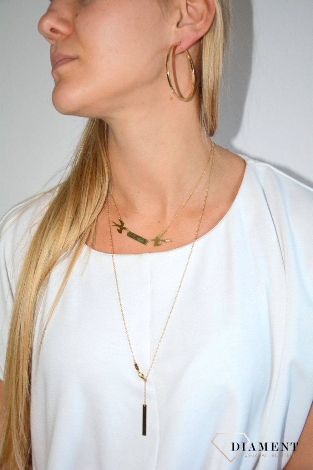 Naszyjnik srebrny pozłacany jaskółki z blaszką Dall'Acqua NSZ-000000-636-925.jpg