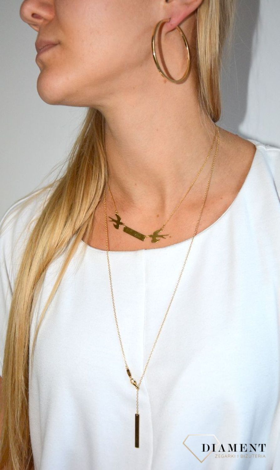 Naszyjnik srebrny pozłacany jaskółki z blaszką Dall'Acqua NSZ-000000-636-925.jpg