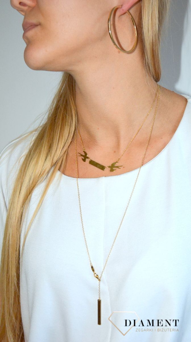 Naszyjnik srebrny pozłacany jaskółki z blaszką Dall'Acqua NSZ-000000-636-925.jpg