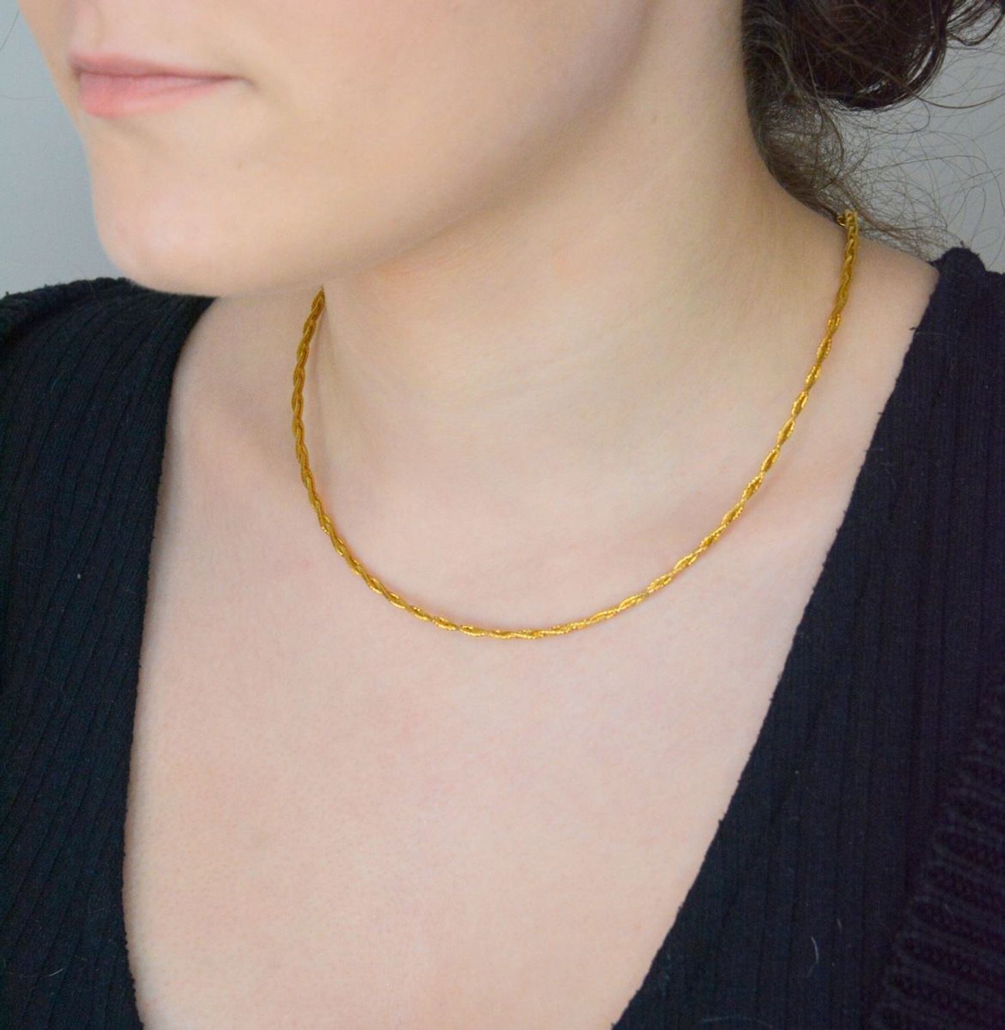 Złoty naszyjnik pleciony warkocz złoto 585, NSZ-000000-770-585 Złota kolia naszyjnik wykonany z najwyższej jakości złota próby 585. Łańcuszek pleciony w warkocz. Złoty naszyjnik idealnie 1.jpg