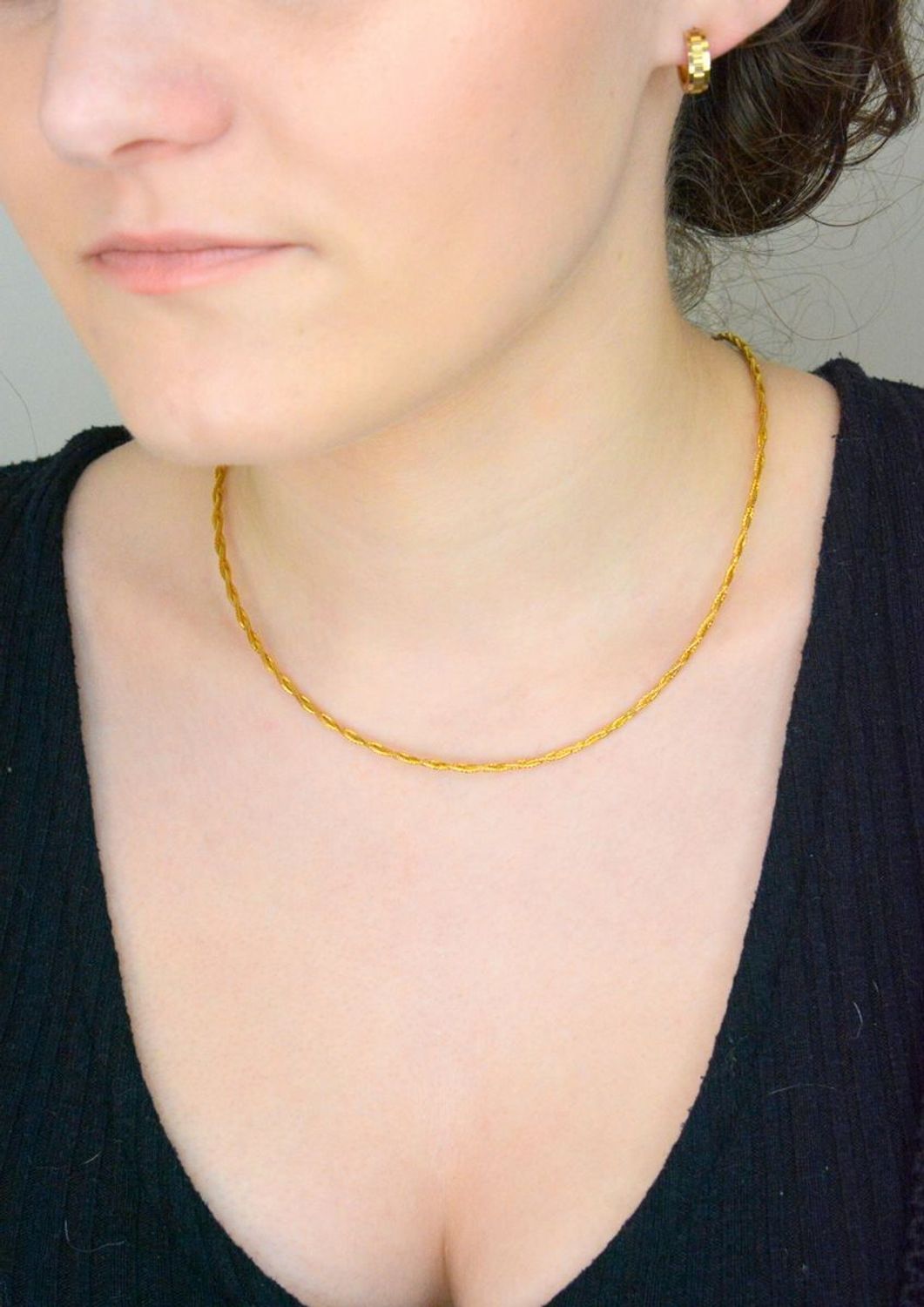 Złoty naszyjnik pleciony warkocz złoto 585, NSZ-000000-770-585 Złota kolia naszyjnik wykonany z najwyższej jakości złota próby 585. Łańcuszek pleciony w warkocz. Złoty naszyjnik idealnie 1.jpg