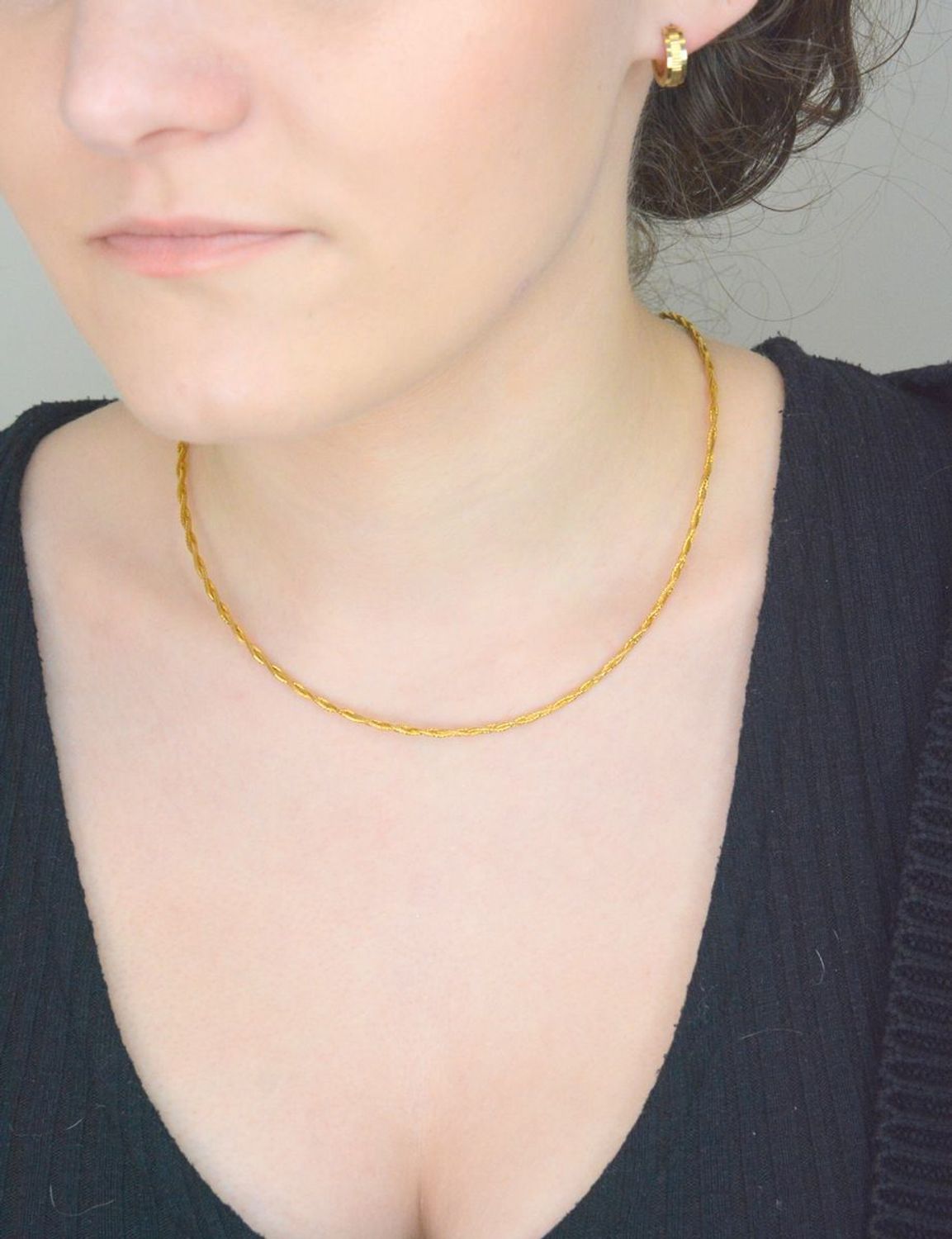 Złoty naszyjnik pleciony warkocz złoto 585, NSZ-000000-770-585 Złota kolia naszyjnik wykonany z najwyższej jakości złota próby 585. Łańcuszek pleciony w warkocz. Złoty naszyjnik idealnie 1.jpg