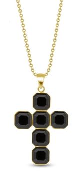 Srebrny Pozłacany Naszyjnik Spark NTMG4480JJ Ankier z Krzyżykiem Swarovski Black.jpg