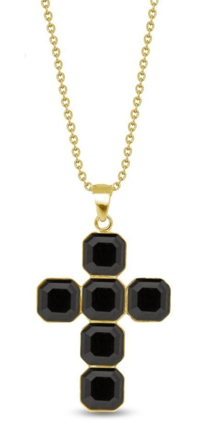 Srebrny Pozłacany Naszyjnik Spark NTMG4480JJ Ankier z Krzyżykiem Swarovski Black.jpg