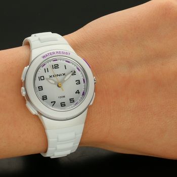 Zegarek dziecięcy biały, wodoszczelny na silikonowym pasku XONIX Sport OC-001A. Zegarek na komunię🎁 (5).jpg
