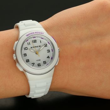 Zegarek dziecięcy biały, wodoszczelny na silikonowym pasku XONIX Sport OC-001A. Zegarek na komunię🎁 (5).jpg